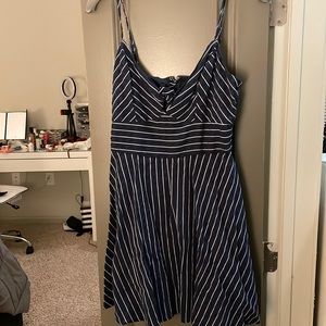 Blue and white striped dress